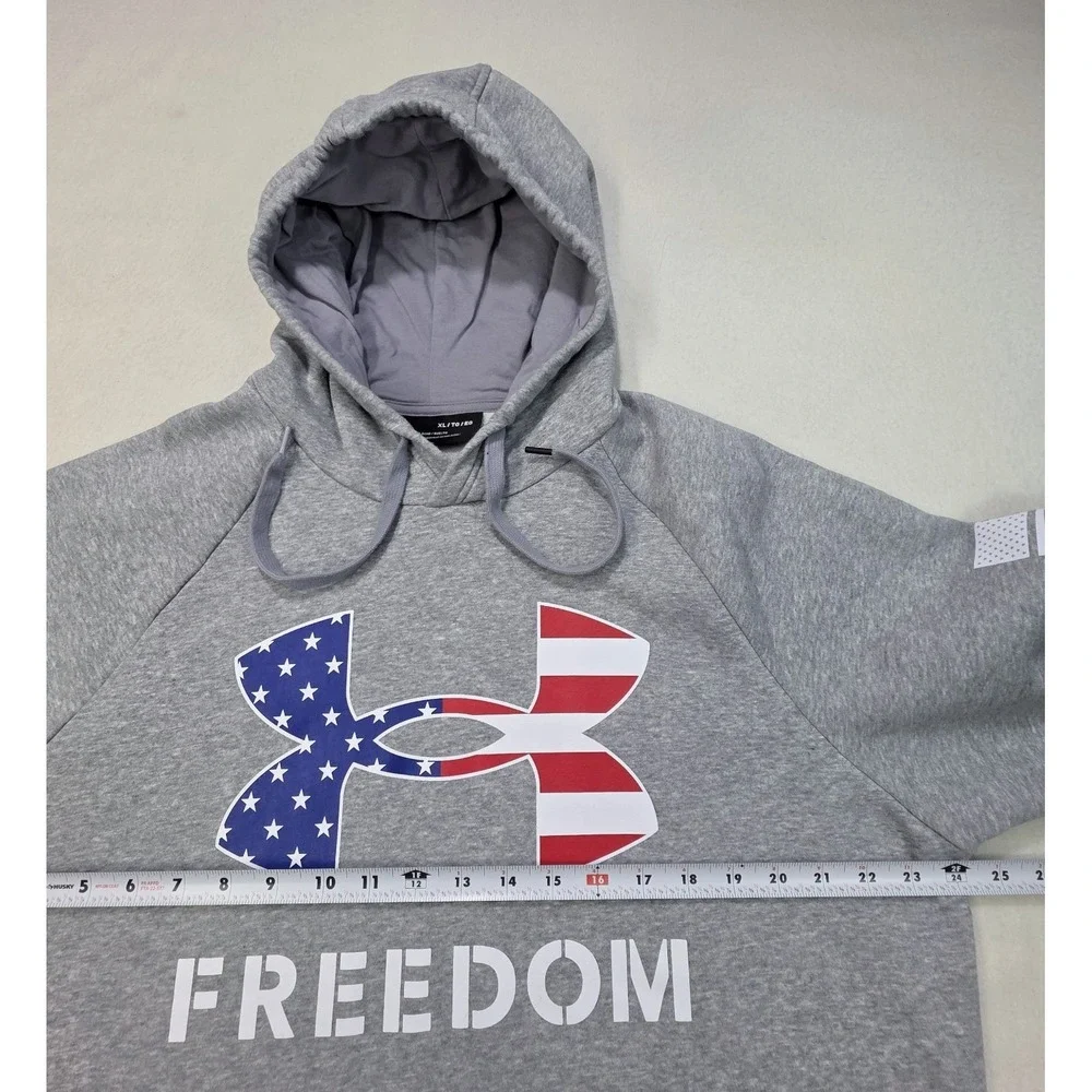 Under Armour Freedom Hoodie Mens XL Pullover Sweatshirt USA Flag Red Blue White‎